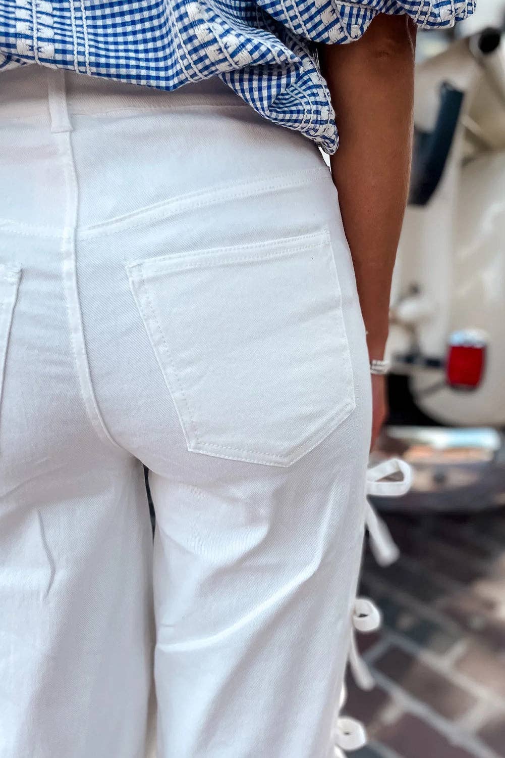 White Bow Knot Side Detail  Jeans