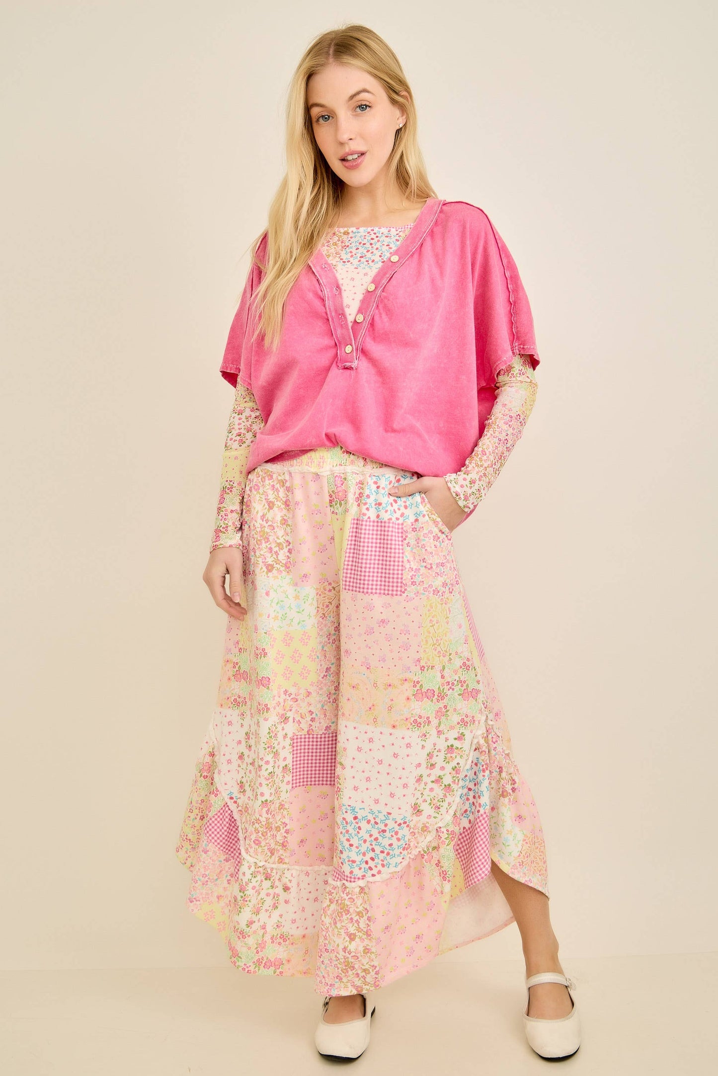 Spring Picnic Patch Print Ruffle pants