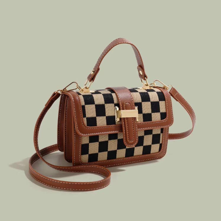 Leather Checkered Crossbody