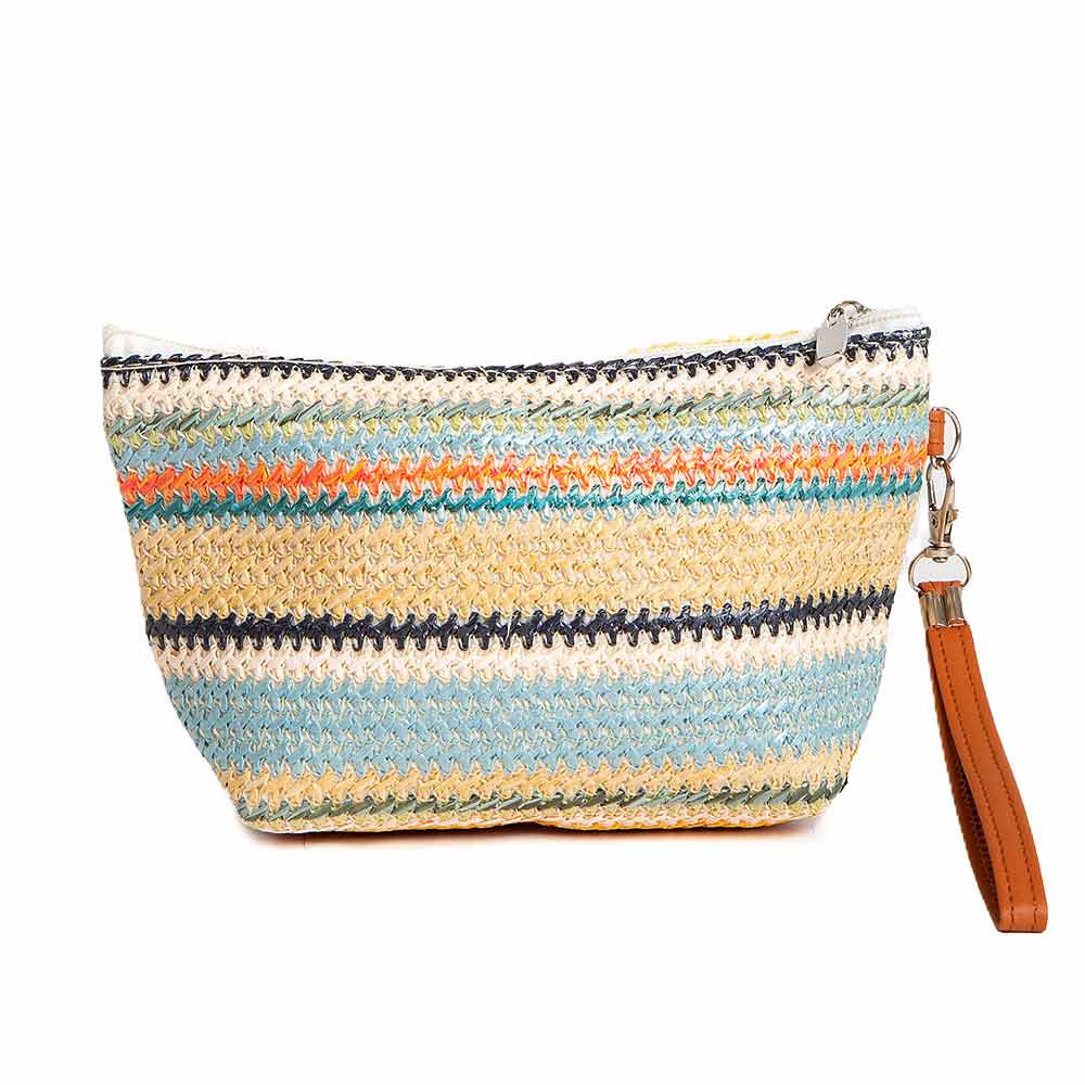 Daisy Multicolor Straw Woven Pouch Bag