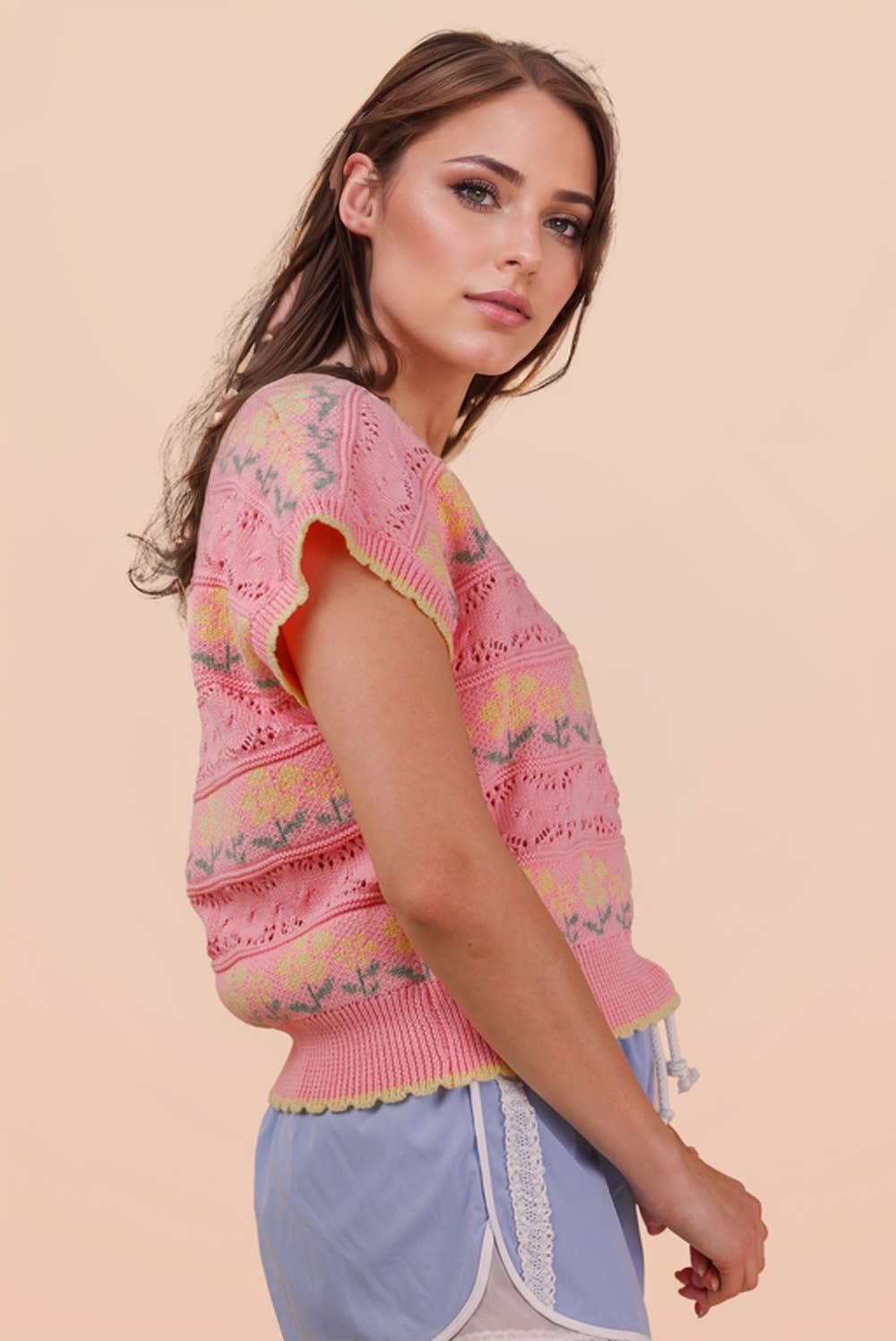 Floral Graphic Knit Sweater Vest