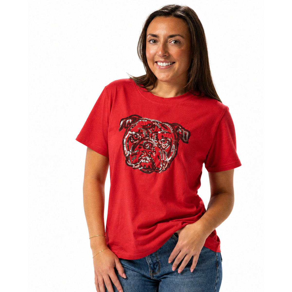 Bulldog Red Crewneck Tee