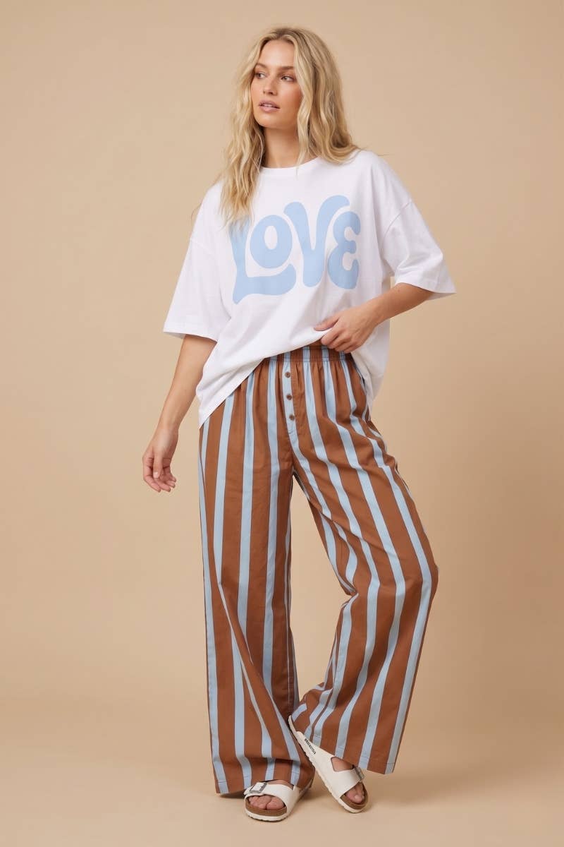 Stripe Wide-Leg Lounge Pants