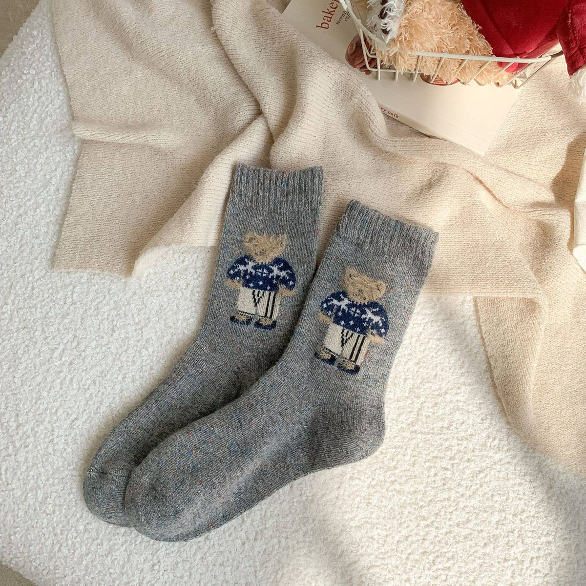Cute Cartoon Bear Fleece Socks