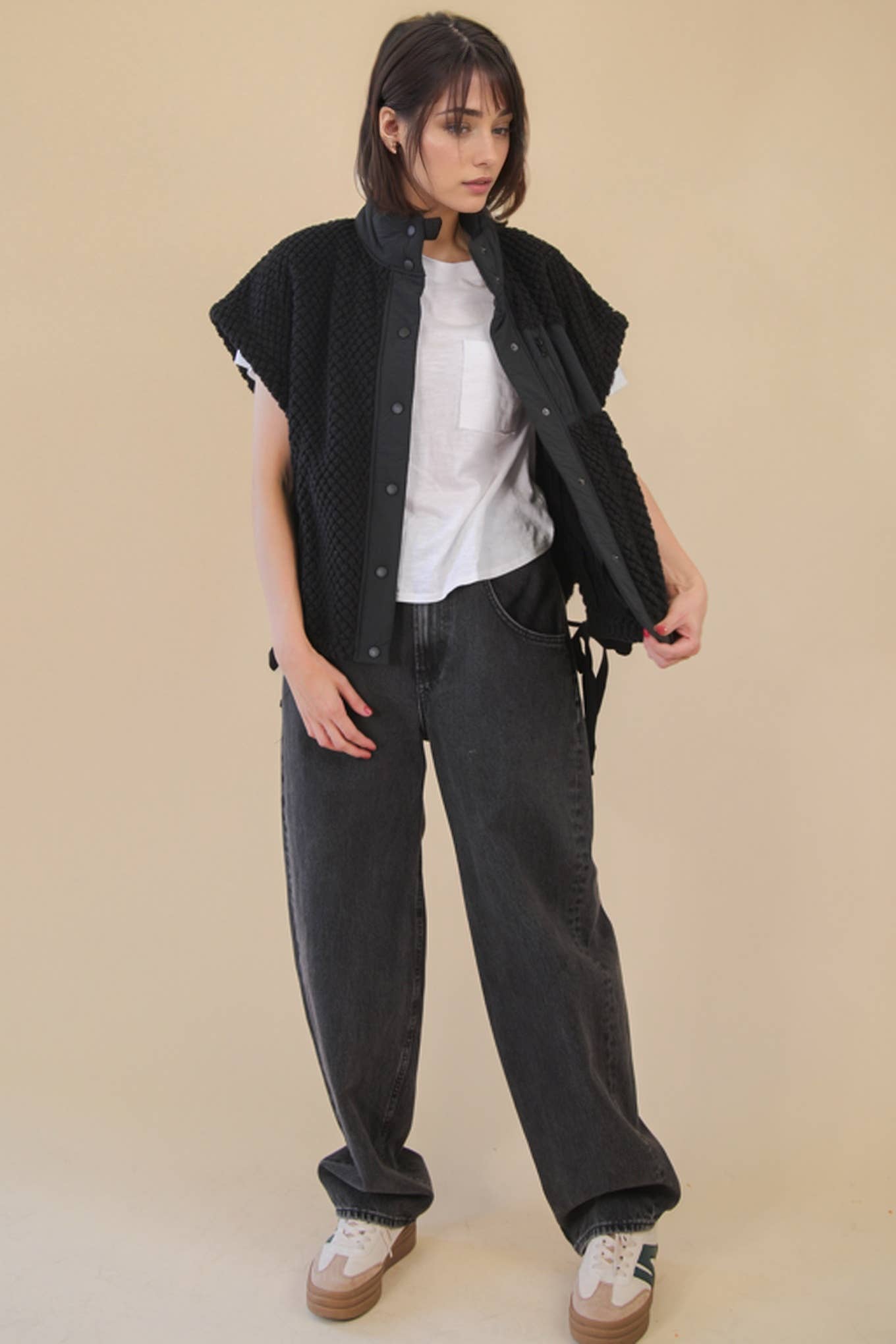 Textured Woven Vest W/ Side Tie