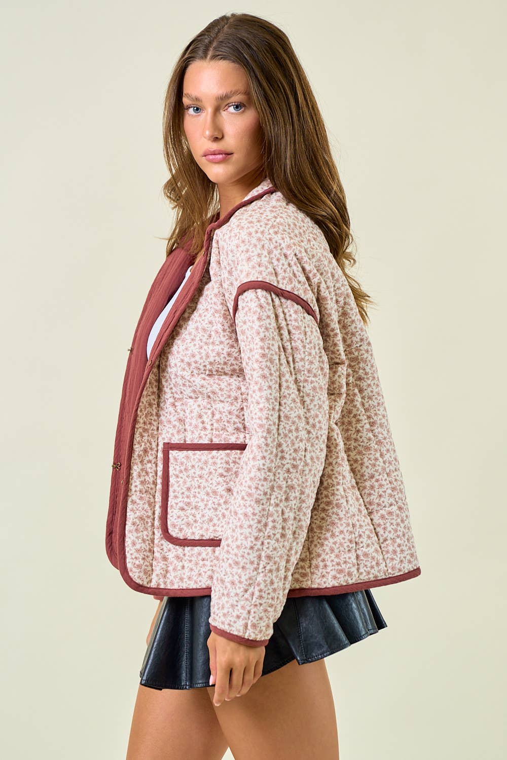 COTTON FLORAL LONG SLEEVE PADDED COAT