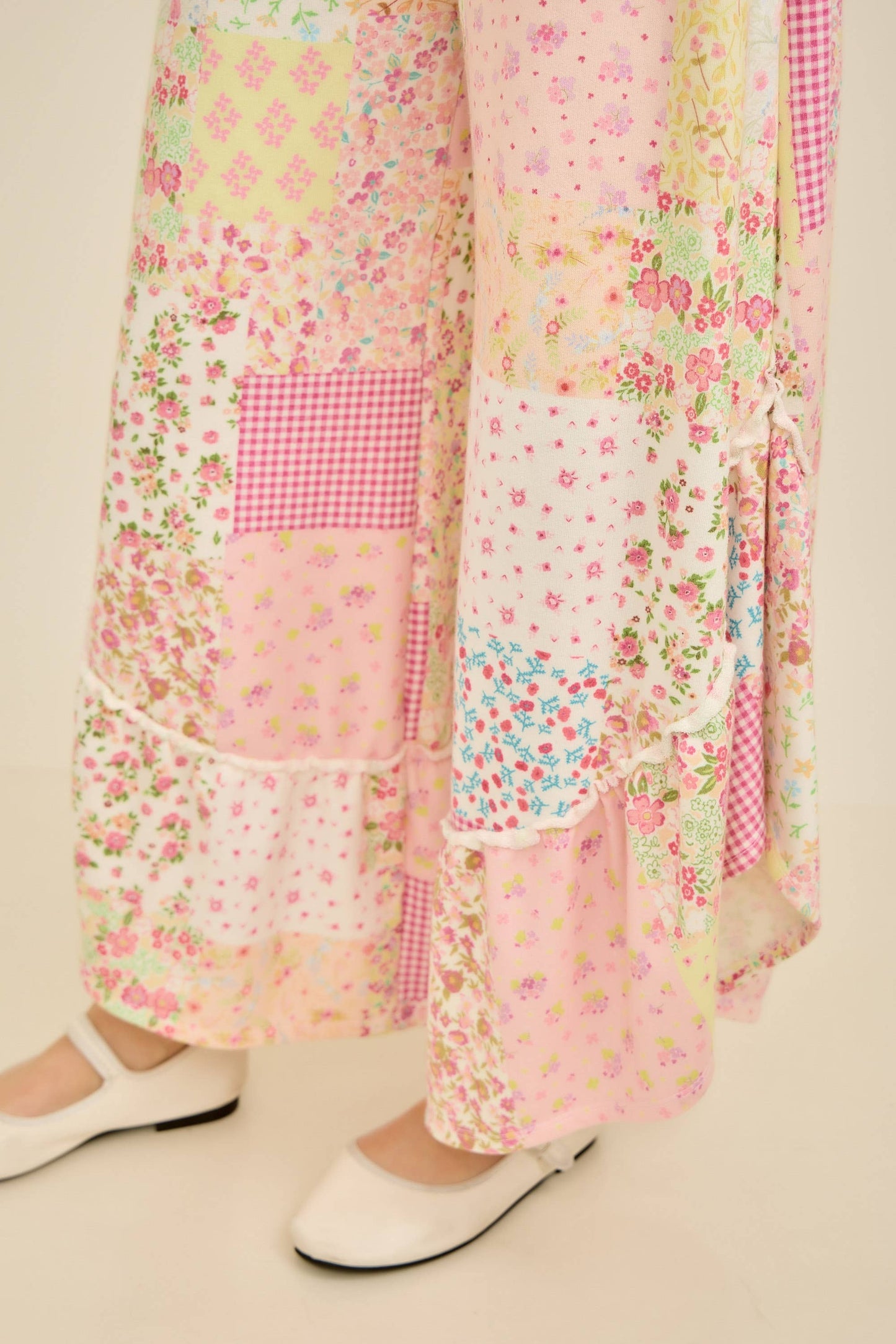 Spring Picnic Patch Print Ruffle pants