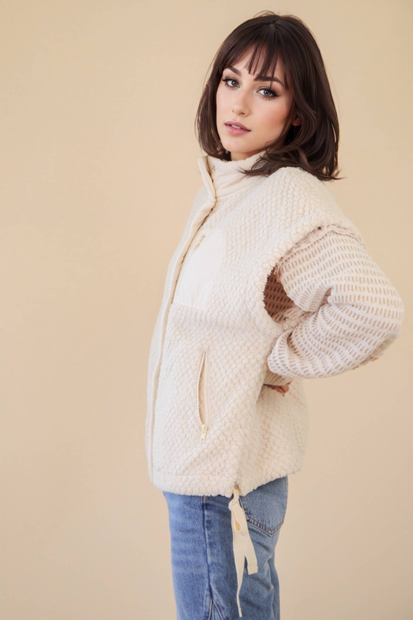 Textured Woven Vest W/ Side Tie