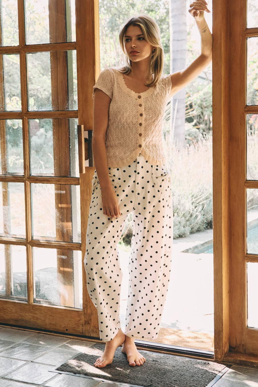 High-rise Printed Denim Pants