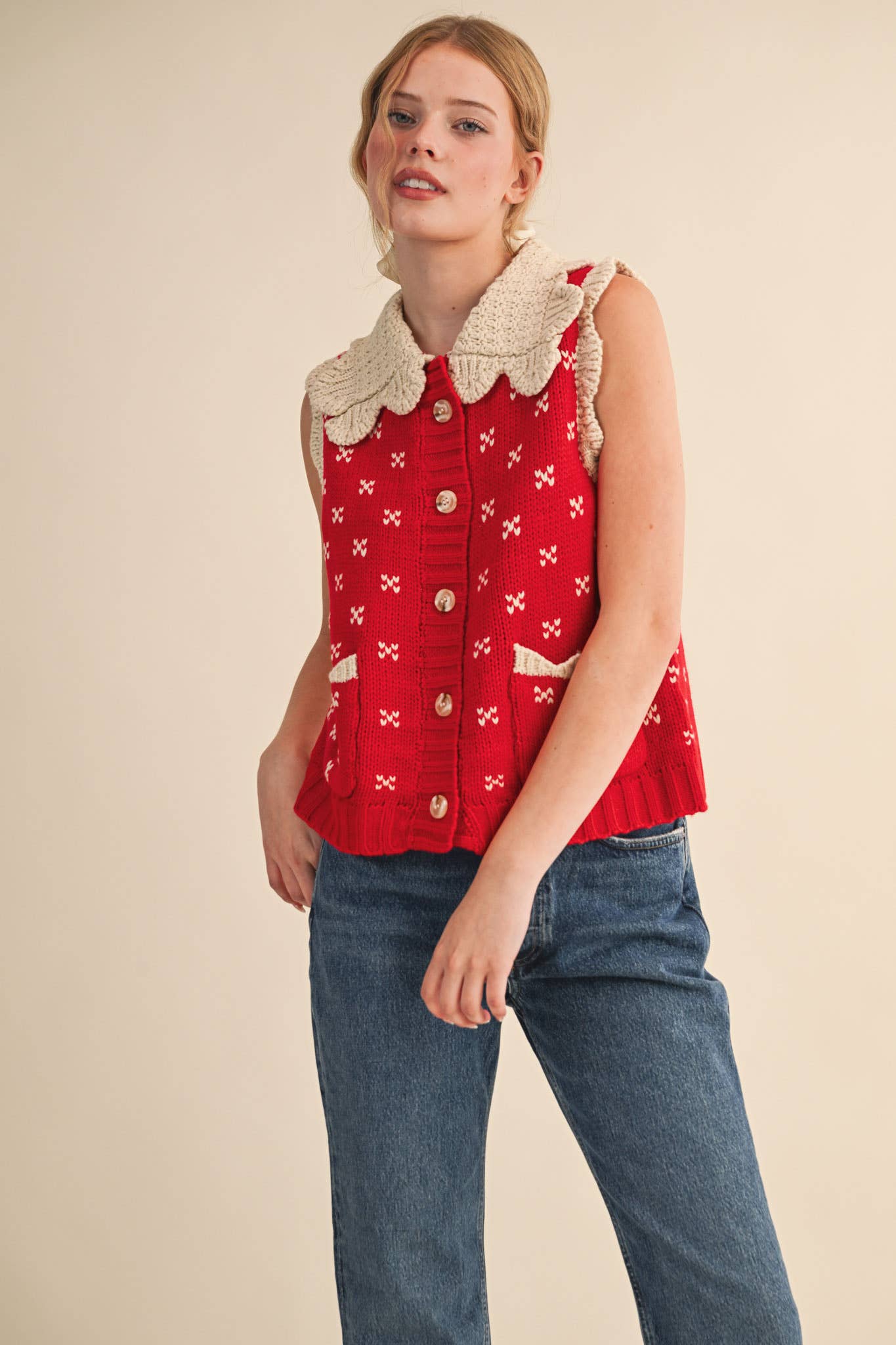 DOLL COLLAR SWEATER VEST
