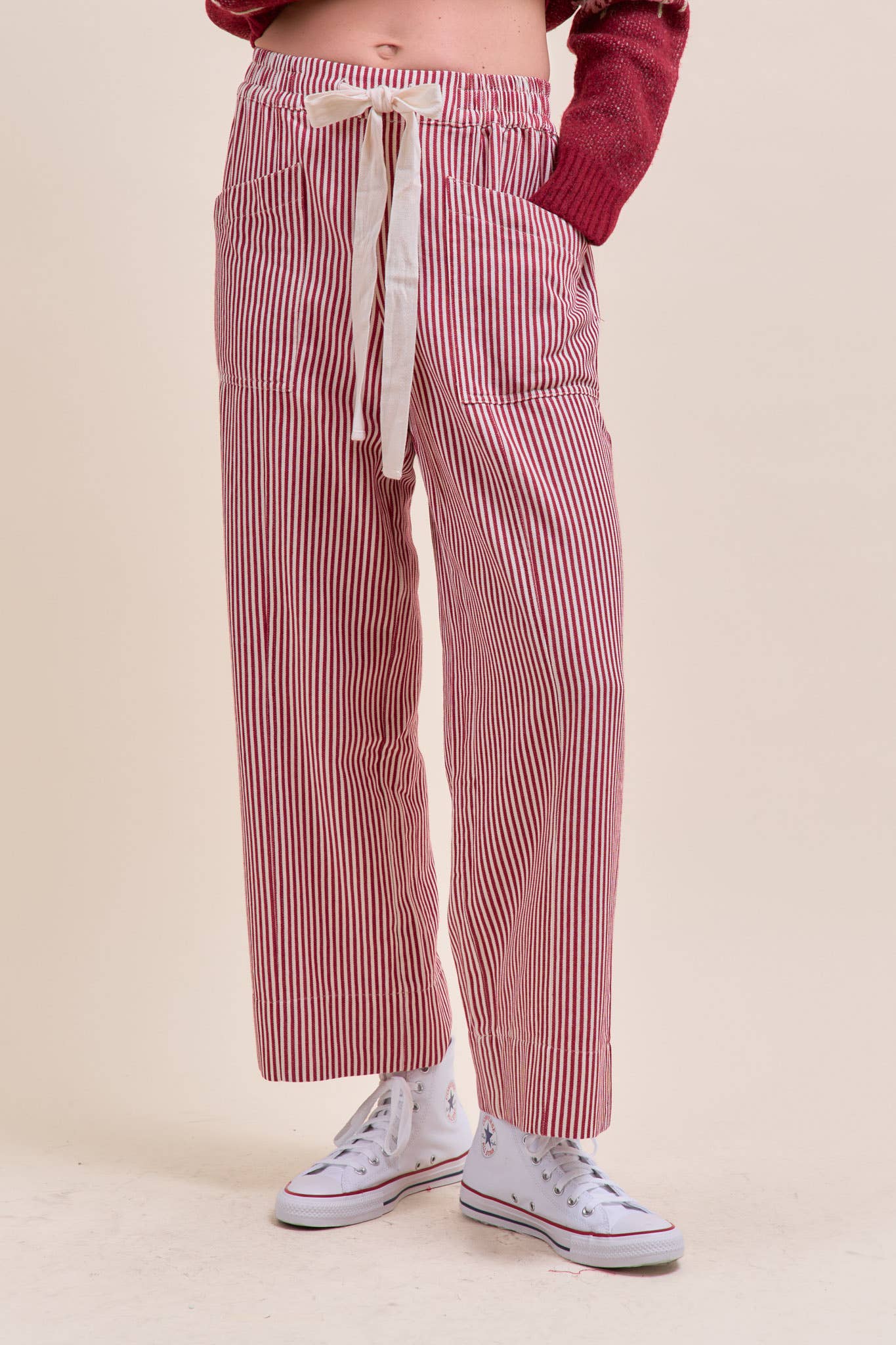 STRIPED WIDE LEG PANTS