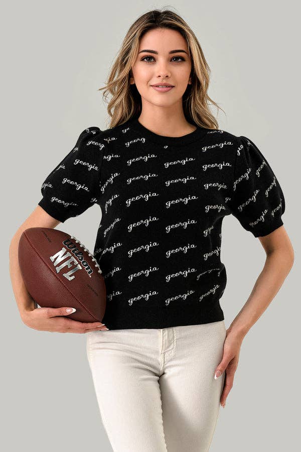 Puff Sleeve Game Day Sweater Georgia
