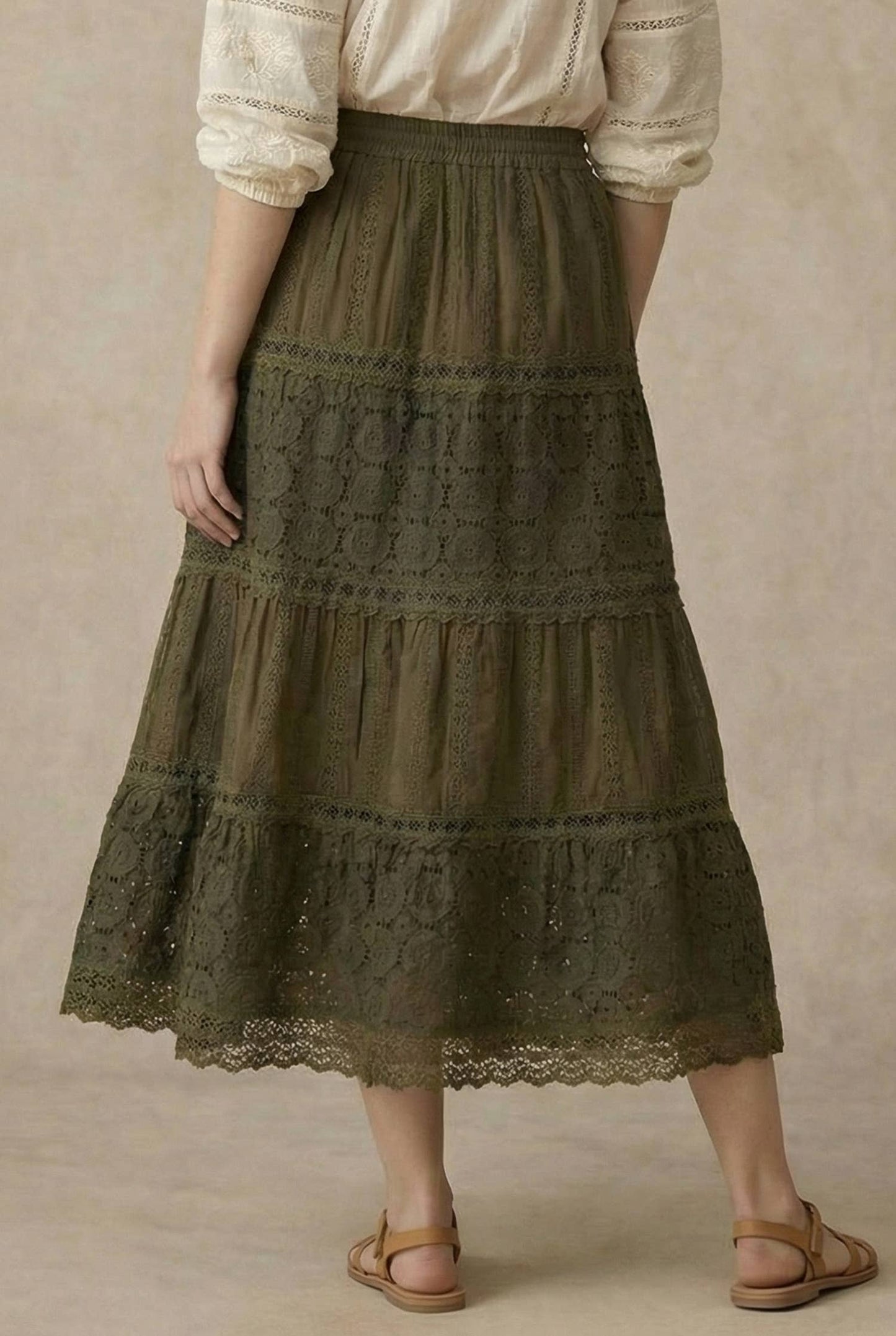Maxi Skirt with Lace Trim