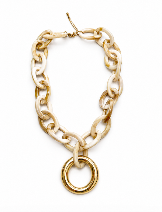 Colin Cream Acrylic Chain Necklace | 18K Gold Plated
