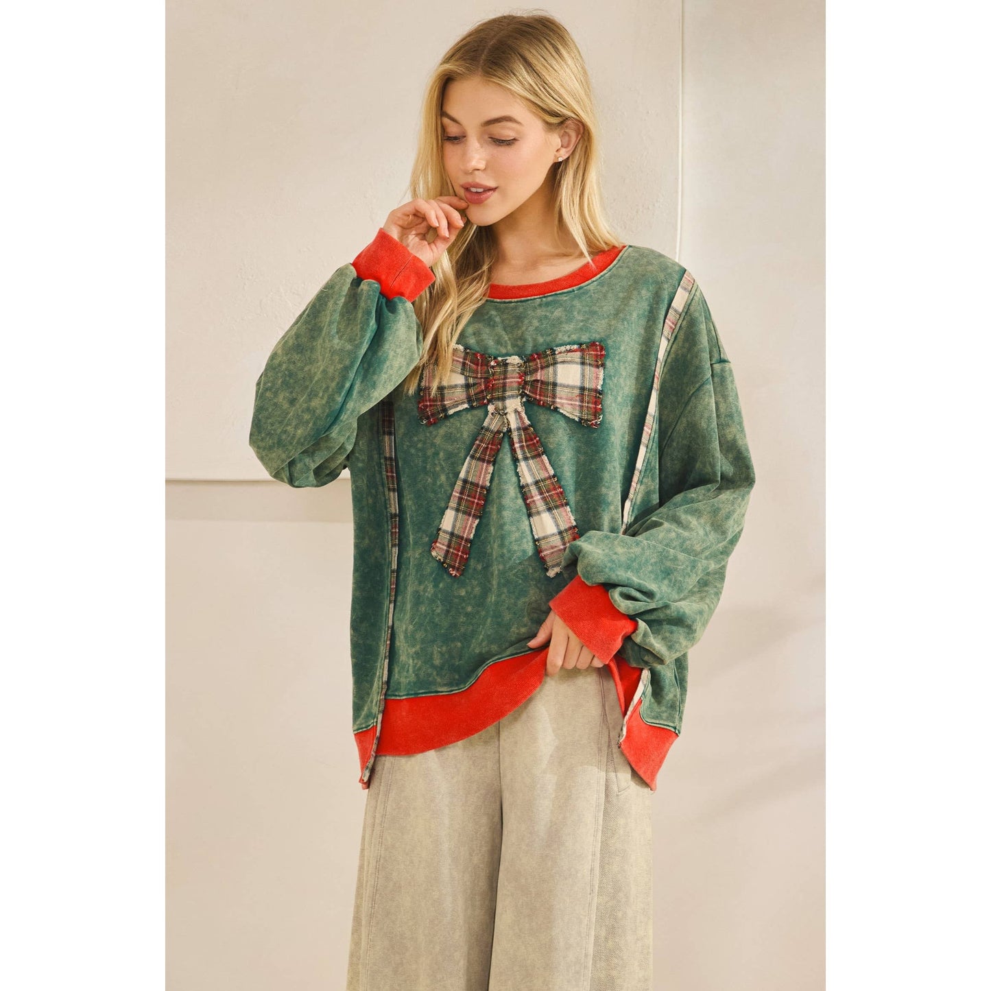 THE MERRY MINERAL-WASH BOW PULLOVER (ST8113)