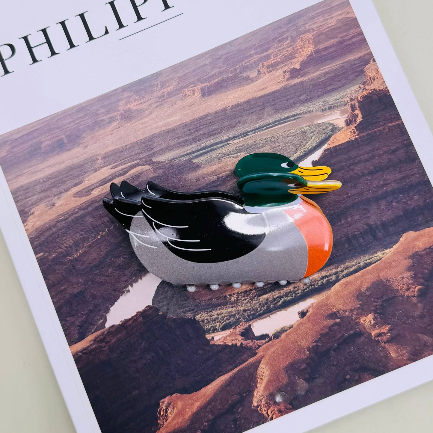 JUMBO MALLARD DUCK HAIR CLAW CLIPS