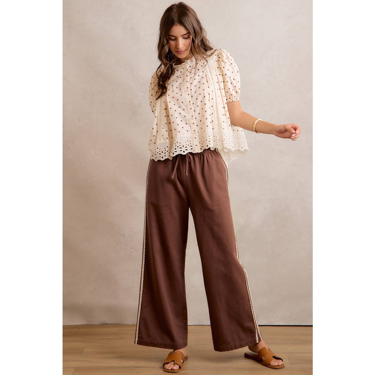 POLKA DOT COTTON LACE BLOUSE