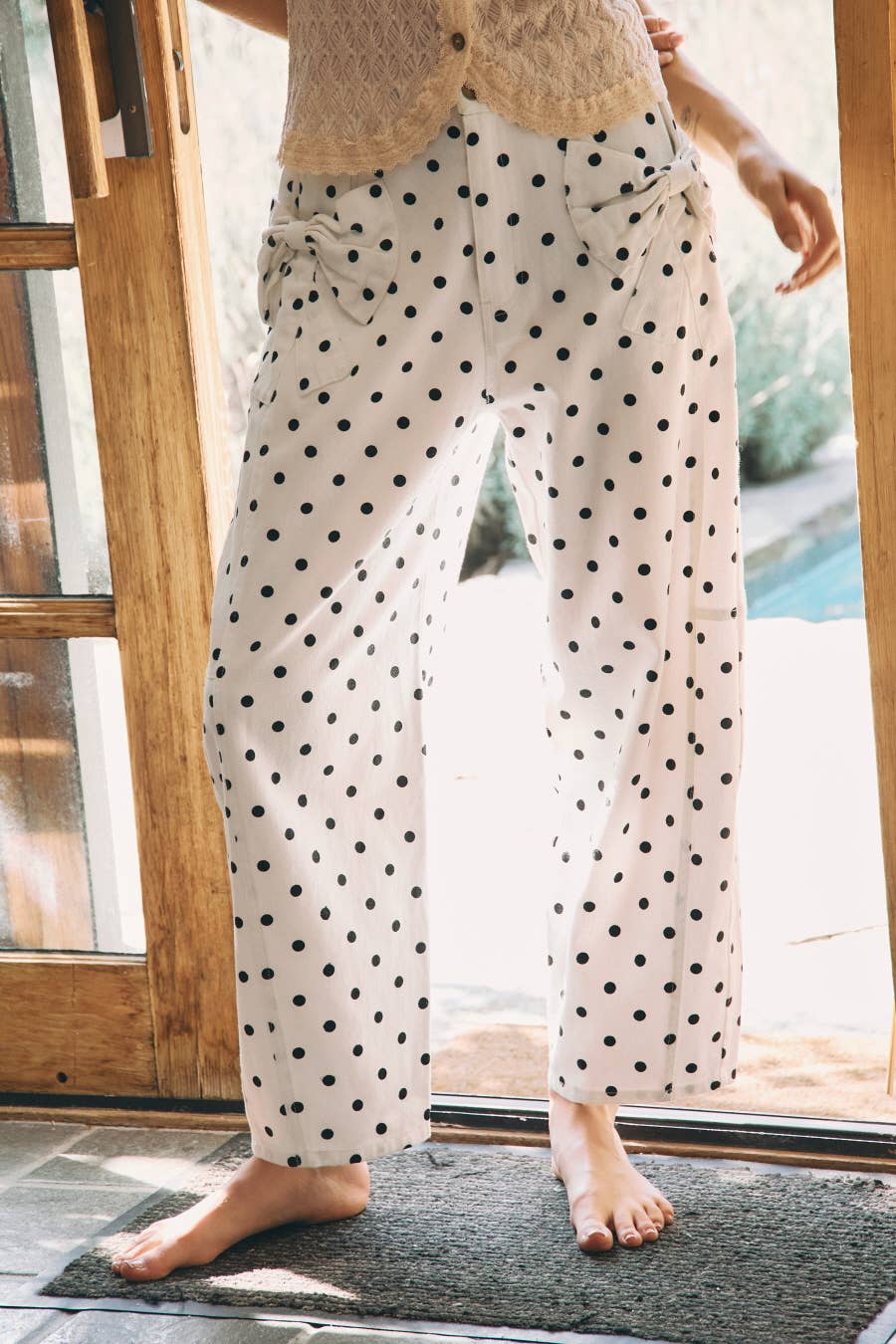 High-rise Printed Denim Pants