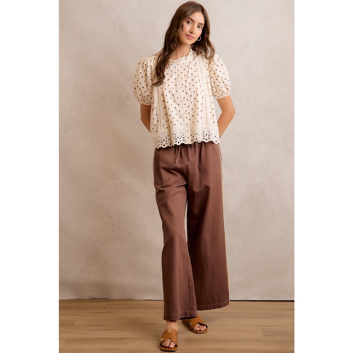 POLKA DOT COTTON LACE BLOUSE