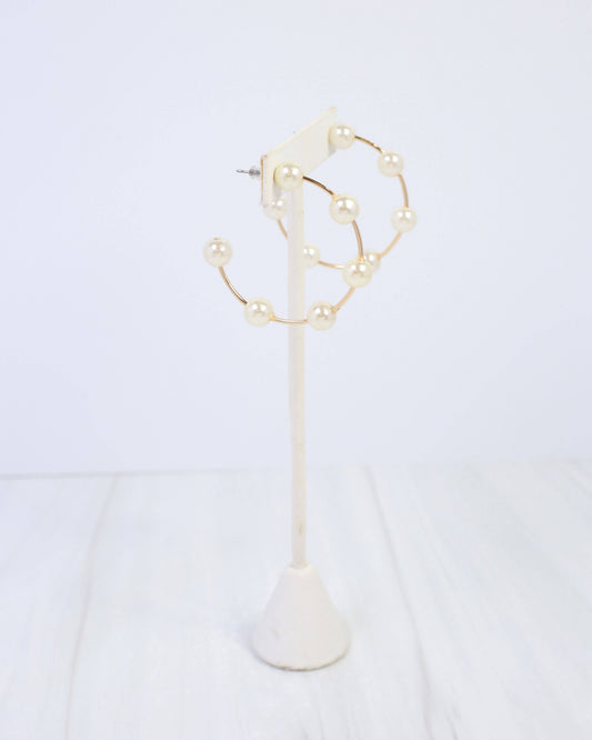 Mount Pleasant Pearl Hoop Earring Gold