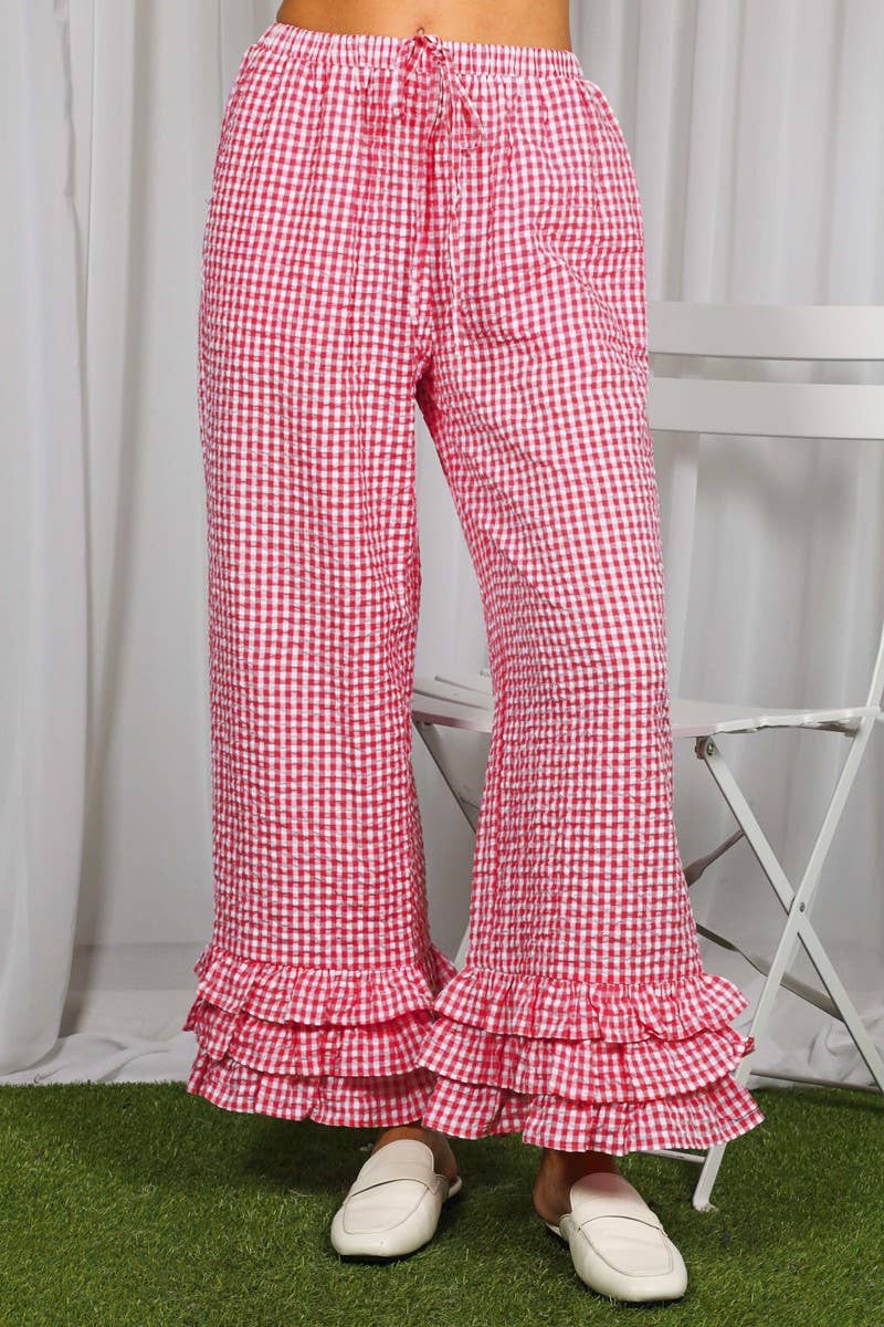Gingham Layered Ruffle Pants