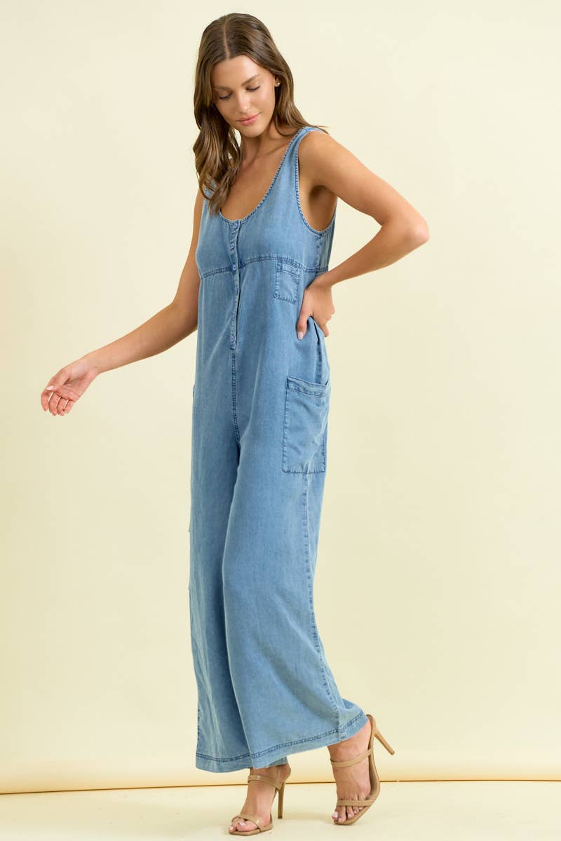 WIDE LEG CARGO JUMPSUIT