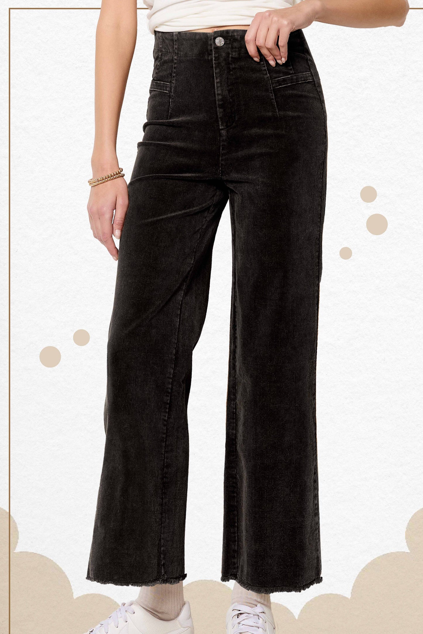 Mineral Washed High Waisted Wide Leg Corduroy Pants