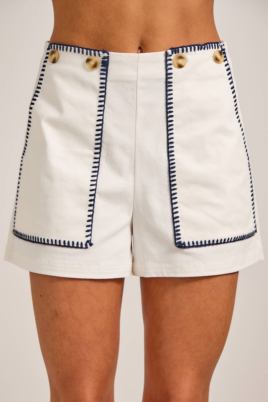 Nautical Stitch High-Waist Shorts