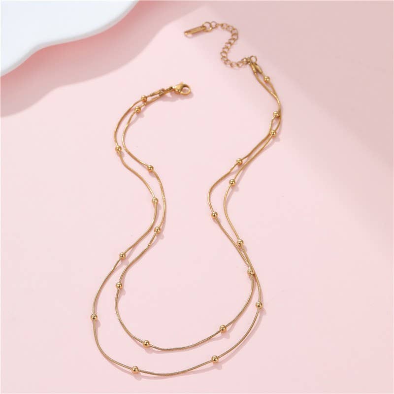 18K STAINLESS STEEL TARNISH FREE LAYERED NECKLACE