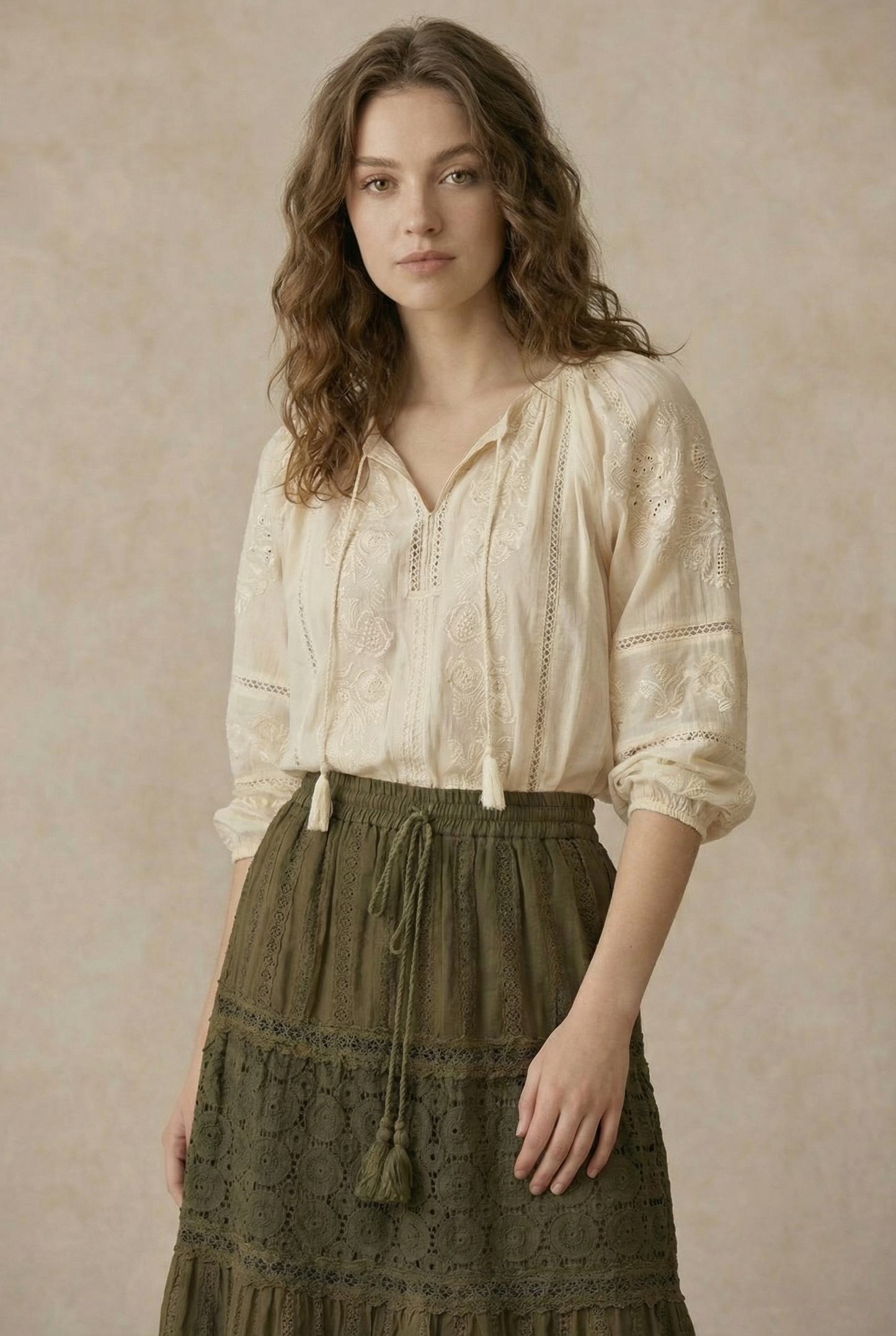 Maxi Skirt with Lace Trim