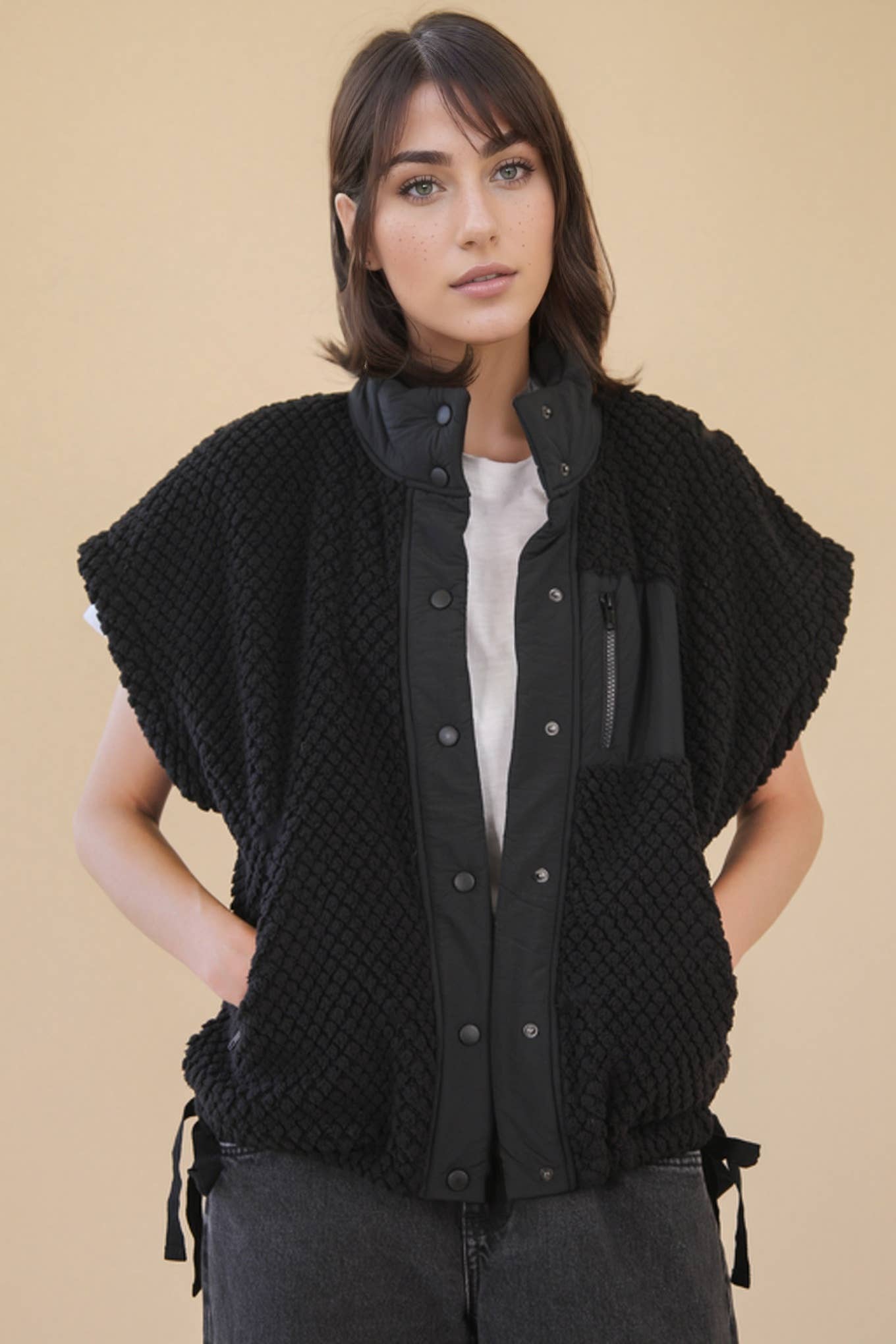 Textured Woven Vest W/ Side Tie