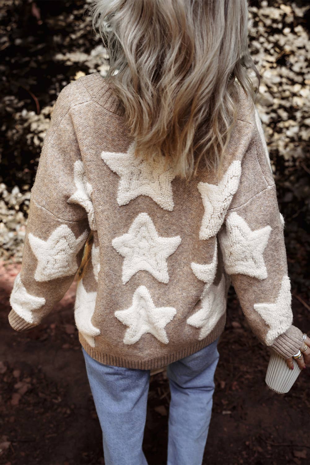 Star Pattern * Pockets Long Sleeve Knit Cardigan