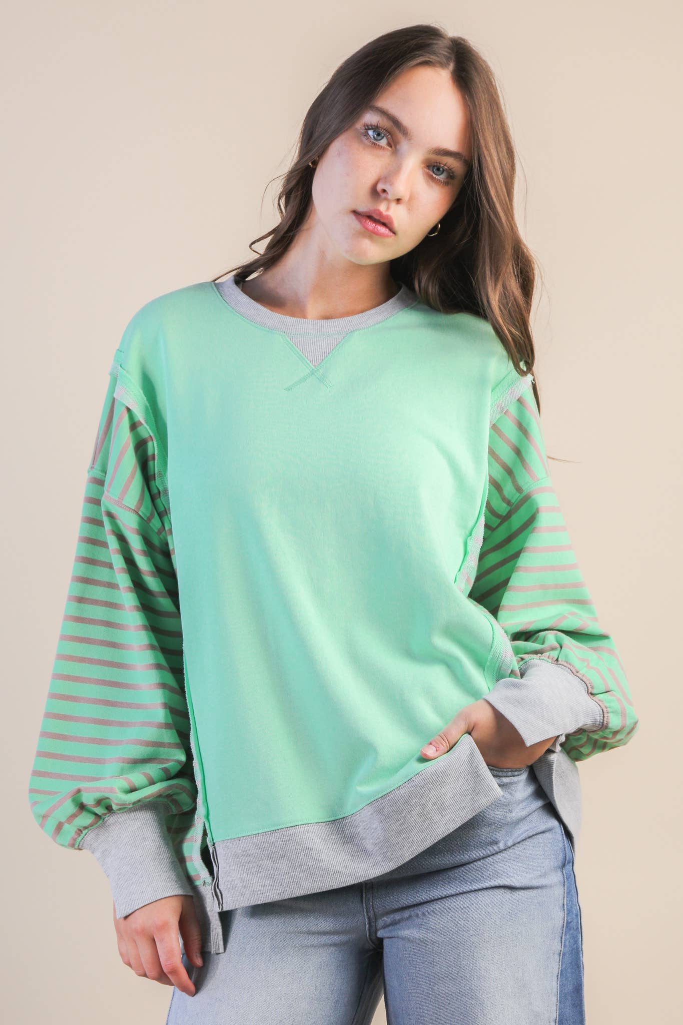 Oversized Striped Casual Knit Top