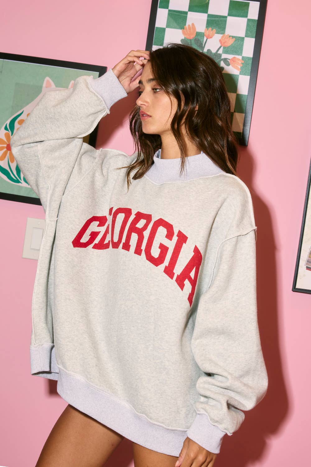 GEORGIA 'GEORGIA & GA' Print Reversible Mockneck Swea