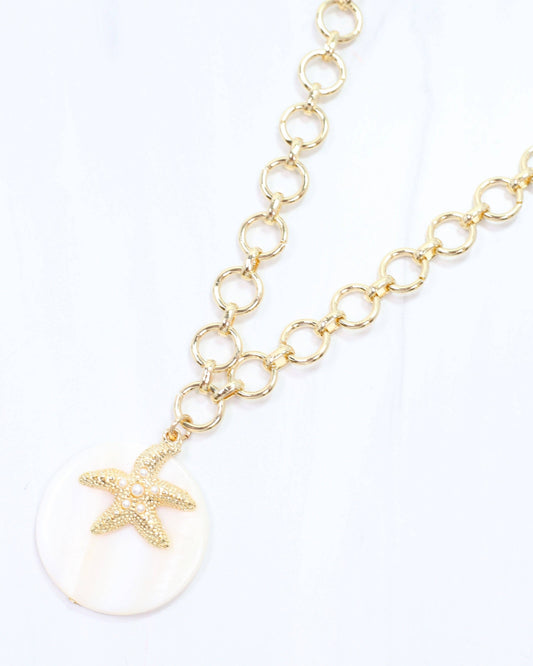 Sandra Shell and Starfish Charm Necklace Gold