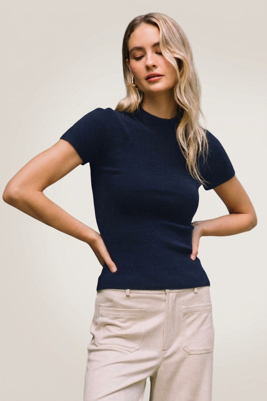 Short Sleeve Soft Knit Sweater Top