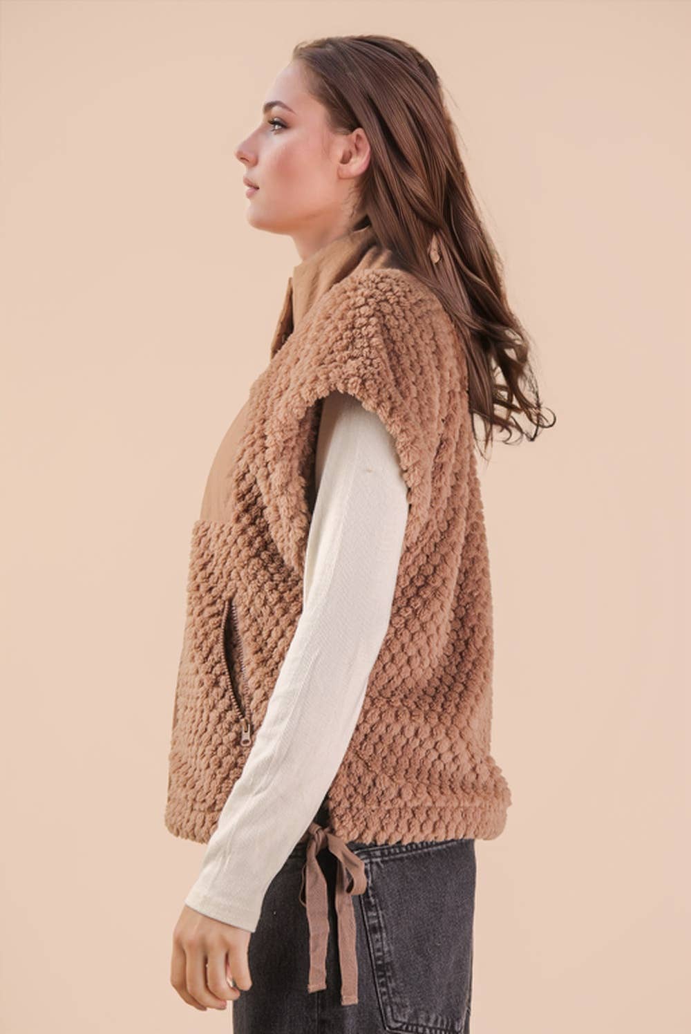 Textured Woven Vest W/ Side Tie