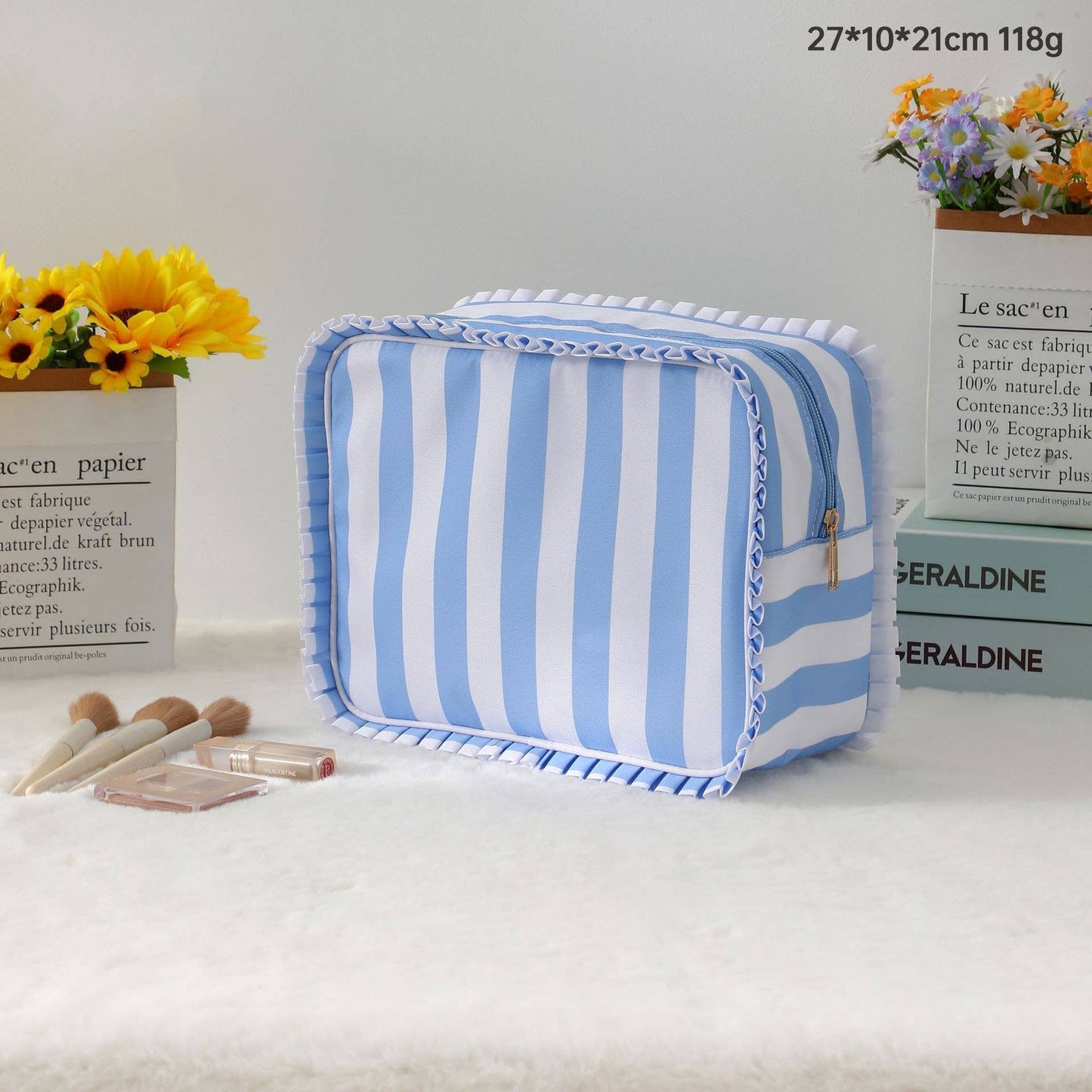 RUFFLE COSMETIC TRAVEL POUCH