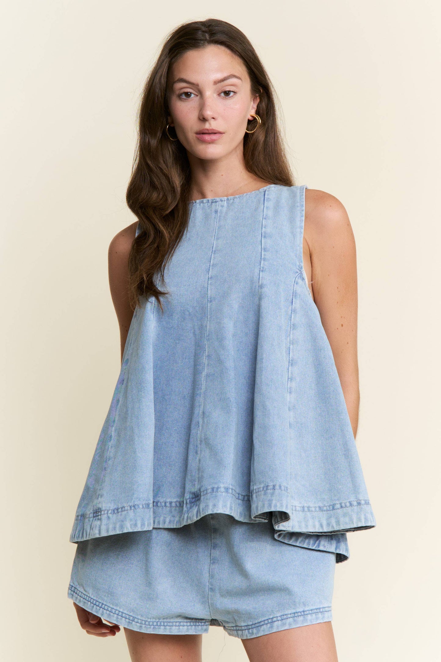 DENIM TOP & SHORTS SET