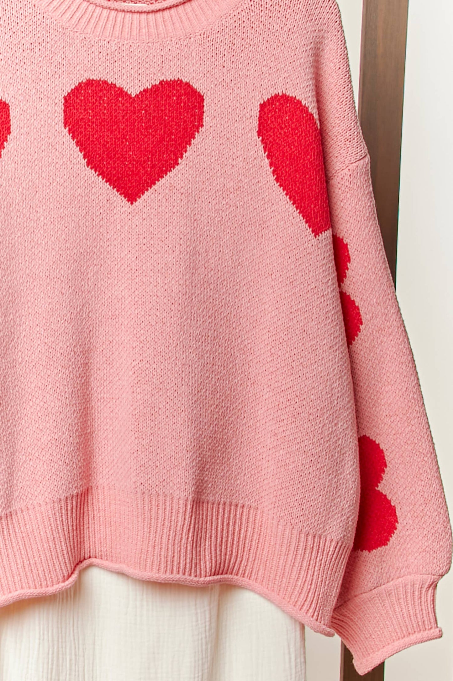 Heart Patched Loose Fit Sweater