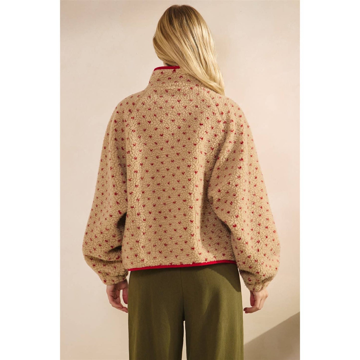 Printed Sherpa Button Up Jacket