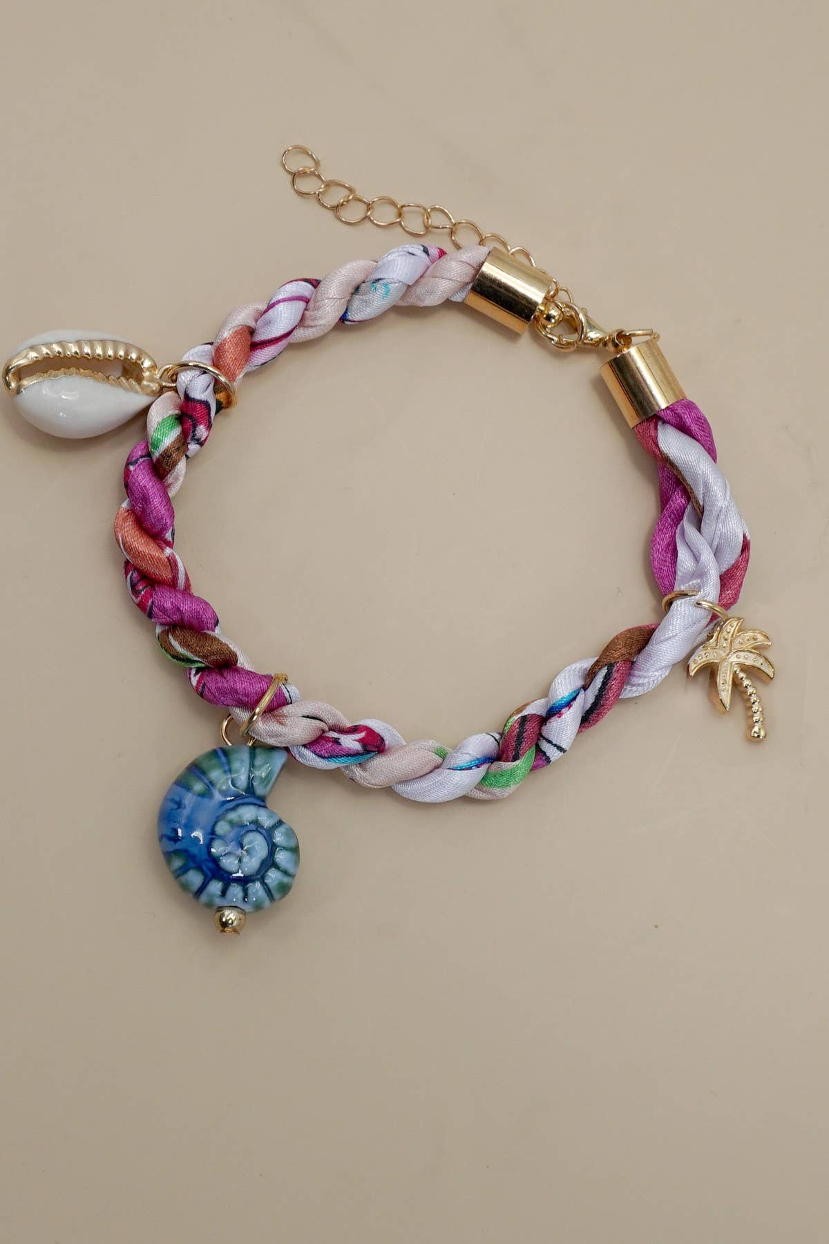 18K STAINLESS STEEL SCARF CHARM BRACELET