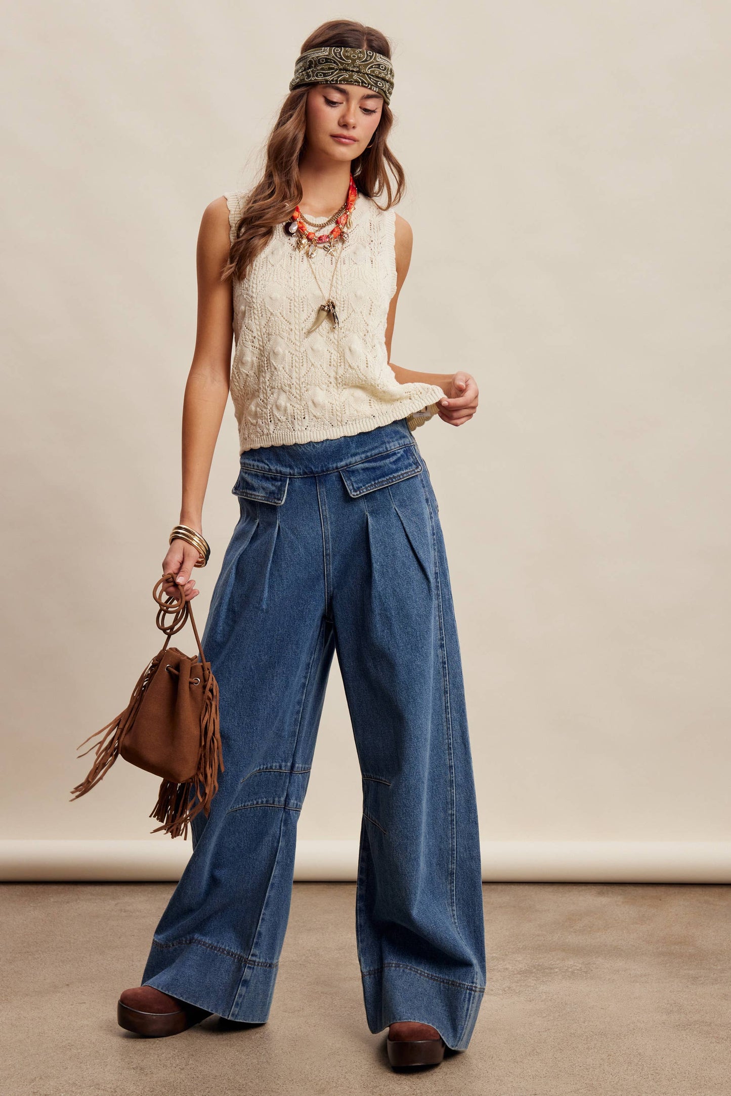 Reversible Pointelle Knit Vest