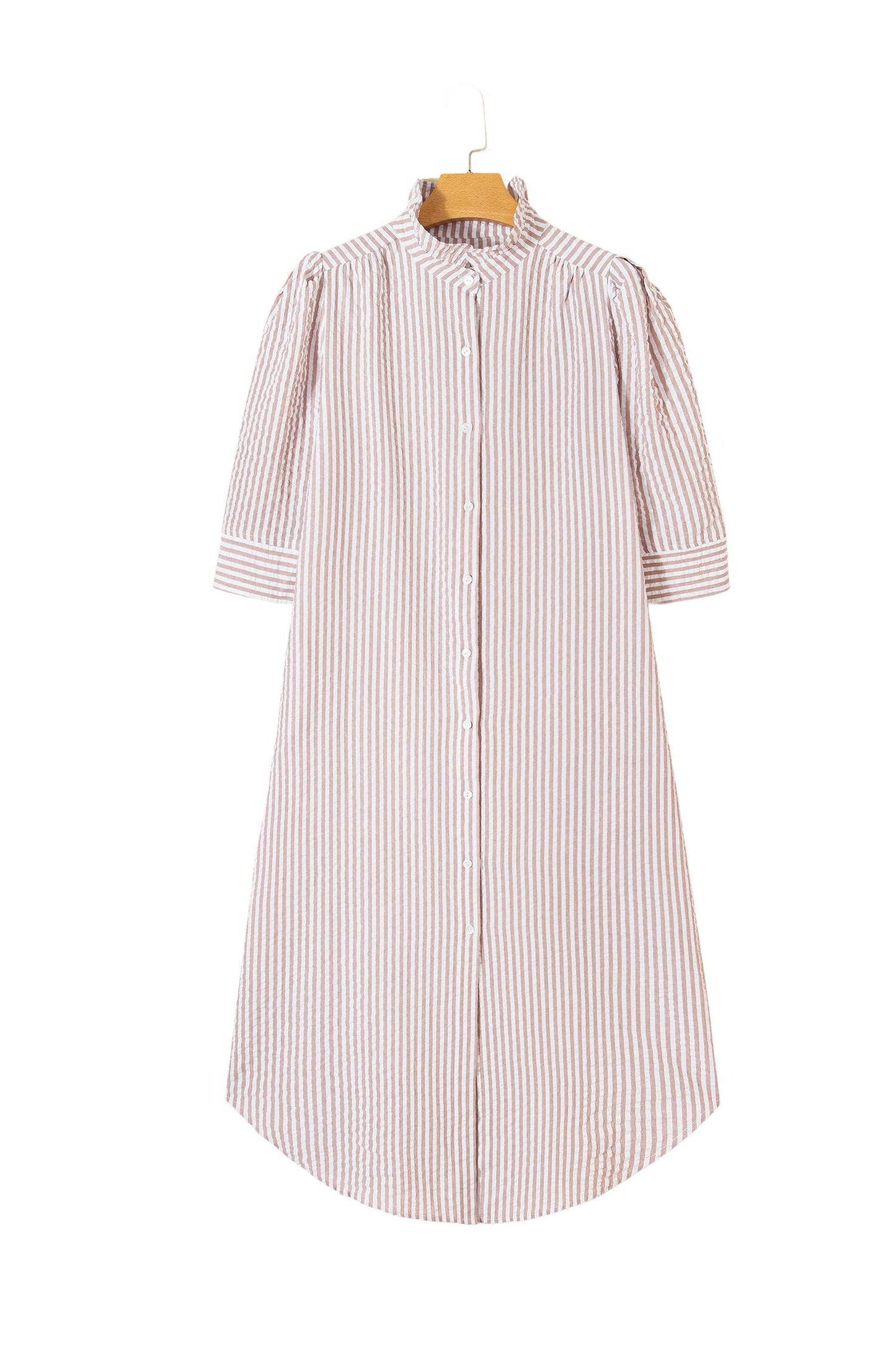 Stripe Frilled Collar Shirt Dress