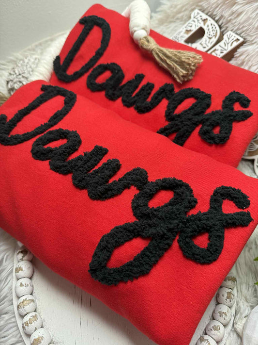 Dawg Sweatshirt with Chunky Chenille Yarn