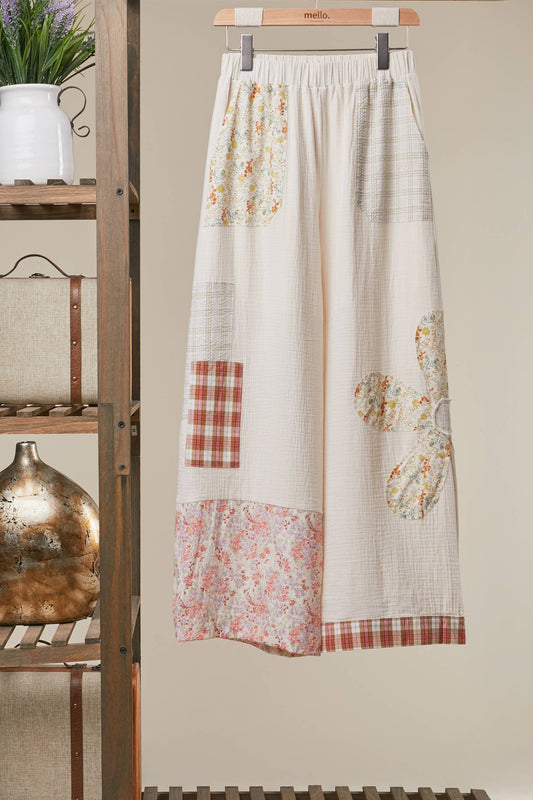Boho Patchwork Wide Leg Pants