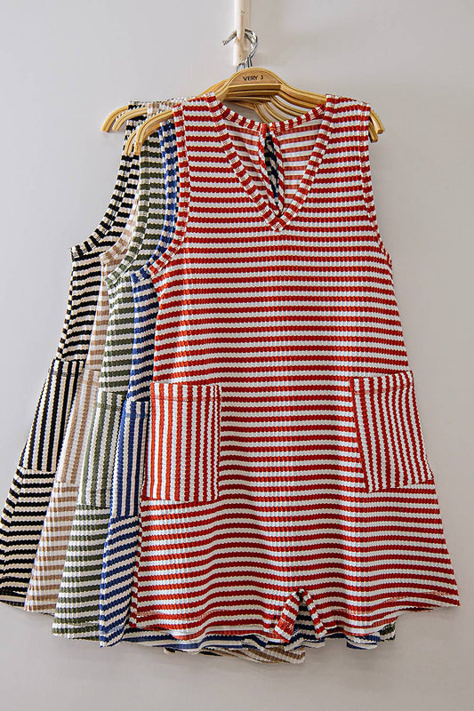 Striped Knit Comfy Romper