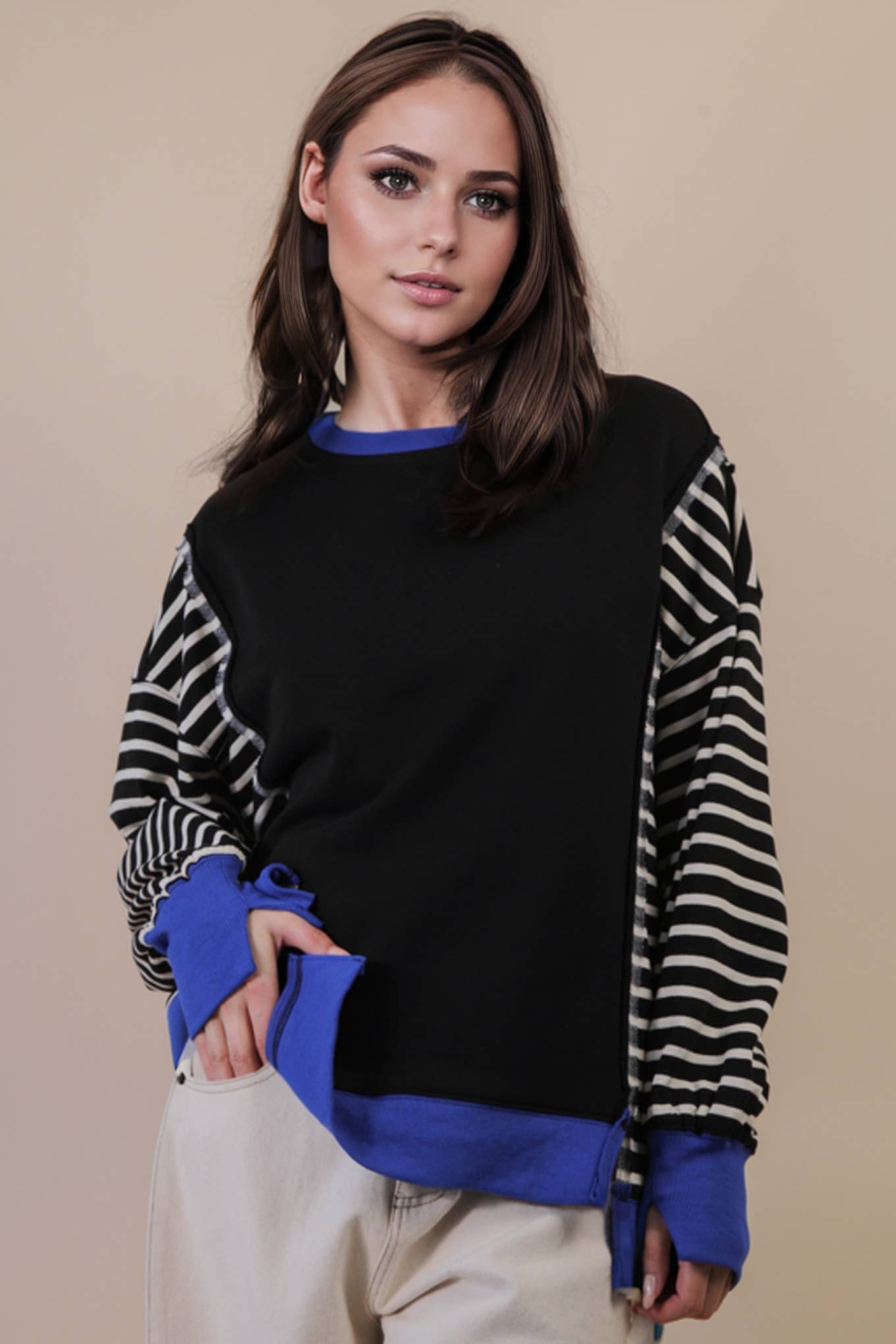 Oversized Striped Casual Knit Top