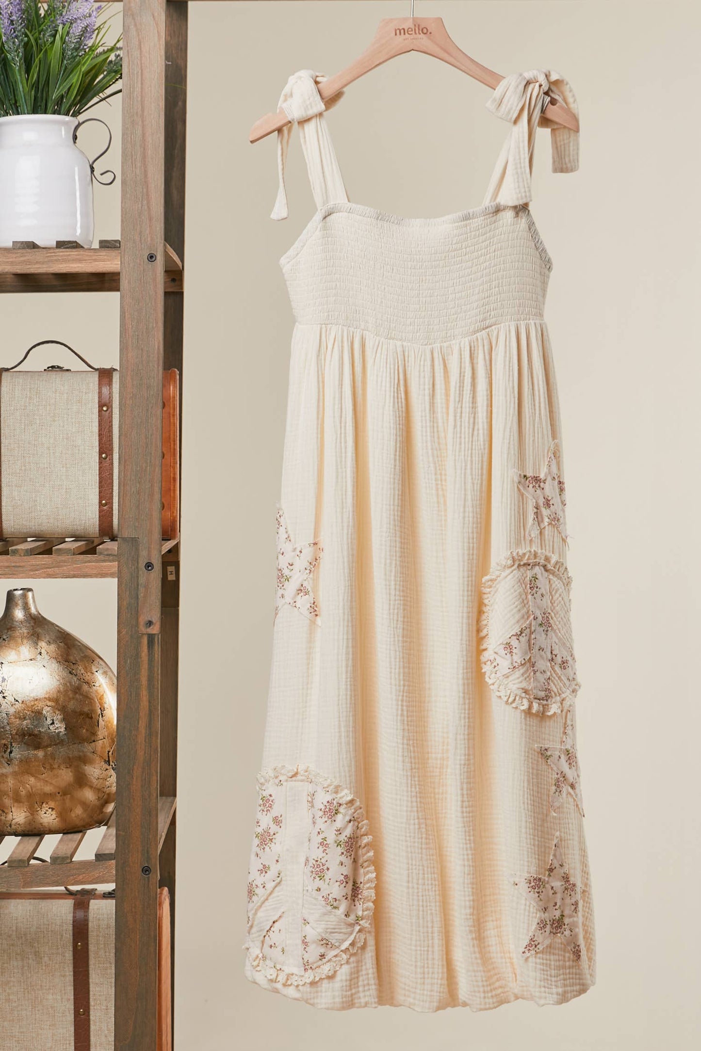 Peace Patchwork Ruffled Dress