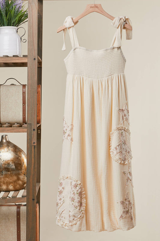 Peace Patchwork Ruffled Dress